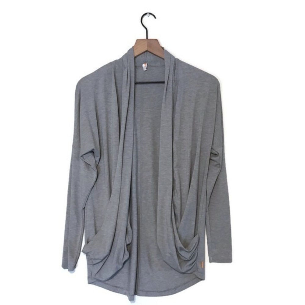Lucy Activewear Gray Open Front Knit Lightweight Pocket Cardigan Women’s size XS